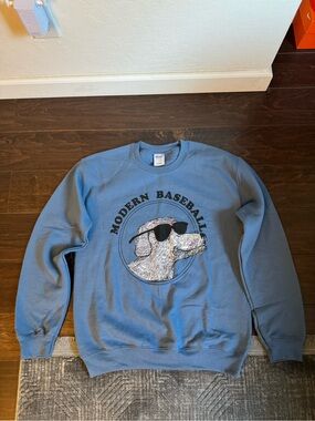 Modern Baseball Blue Crewneck Sweatshirt mens S EUC Gildan